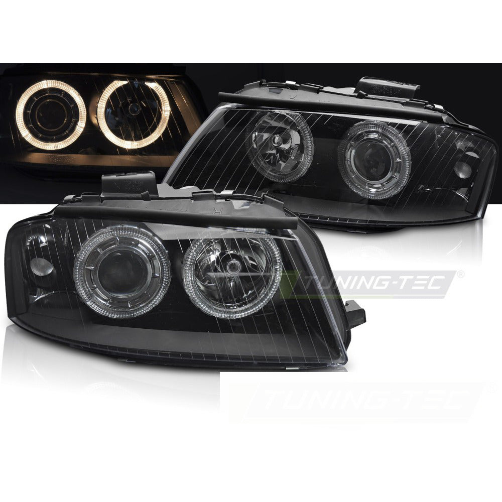 Fari Angel Eyes Nero per Audi A3 8P (05.03-03.08) Fanali Anteriori