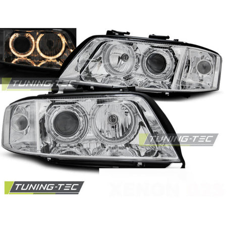Xenon Fari Angel Eyes Cromato per Audi A6 (2001-2004) - Kit Fari Xeno