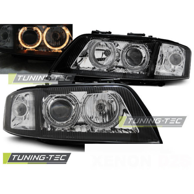 Xenon Fari Angel Eyes Nero per Audi A6 (06.01-05.04) Kit Fari allo Xeno