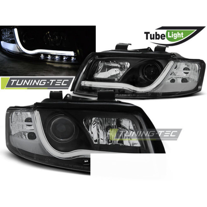 Fari Tube Luce Nera per Audi A4 (10.00-10.04) Fanali Anteriori
