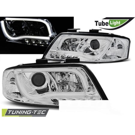 Fari Tube Luce Cromo per Audi A6 (05.97-05.01) Fanali Anteriori