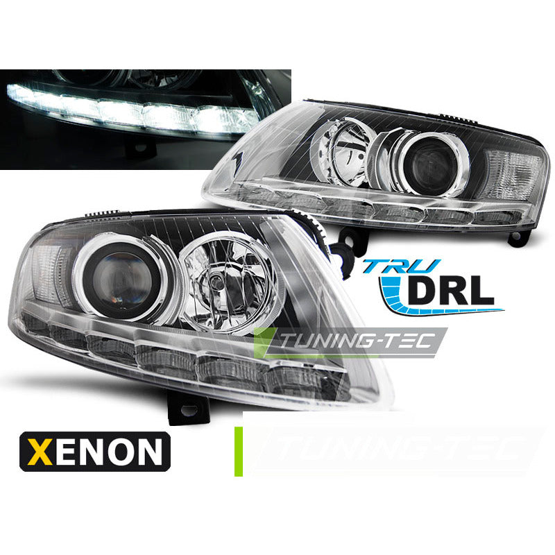 Xenon Fari True DRL Cromato per Audi A6 C6 (04.04-08) Luci Diurne