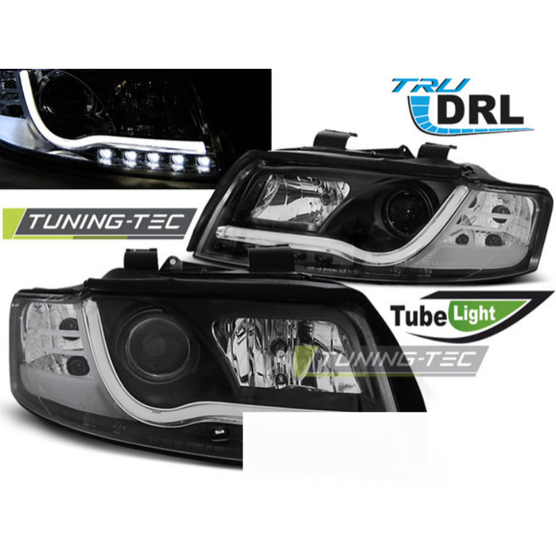 Fari Tube DRL Nero per Audi A4 (10.00-10.04) Luci Diurne