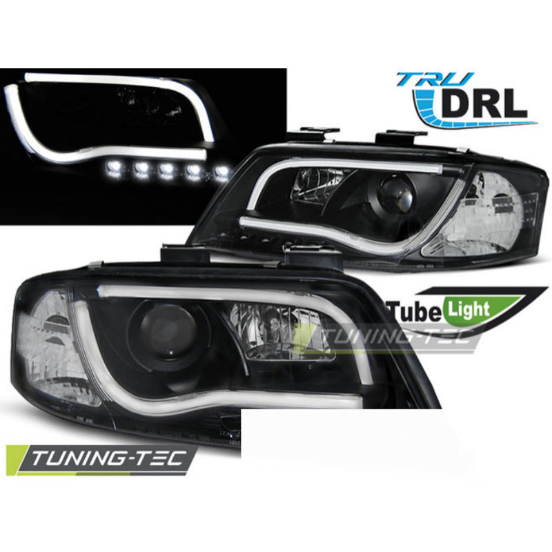 Fari Tube DRL Nero per Audi A6 (06.01-05.04) Luci Diurne