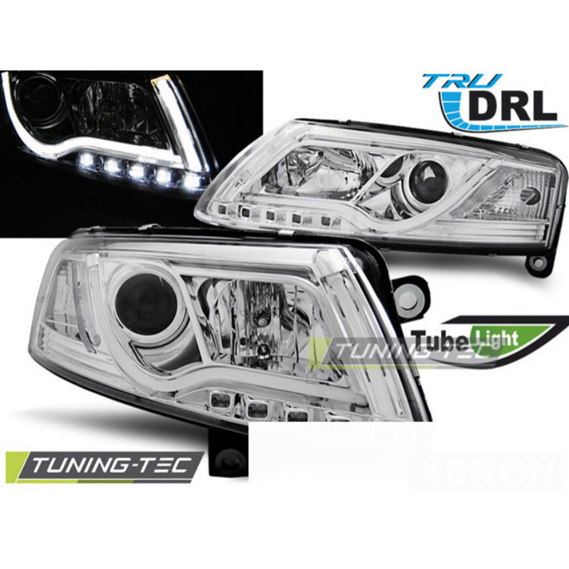 Xenon Fari Tube Luce DRL Cromo per Audi A6 C6 (2004-2008)