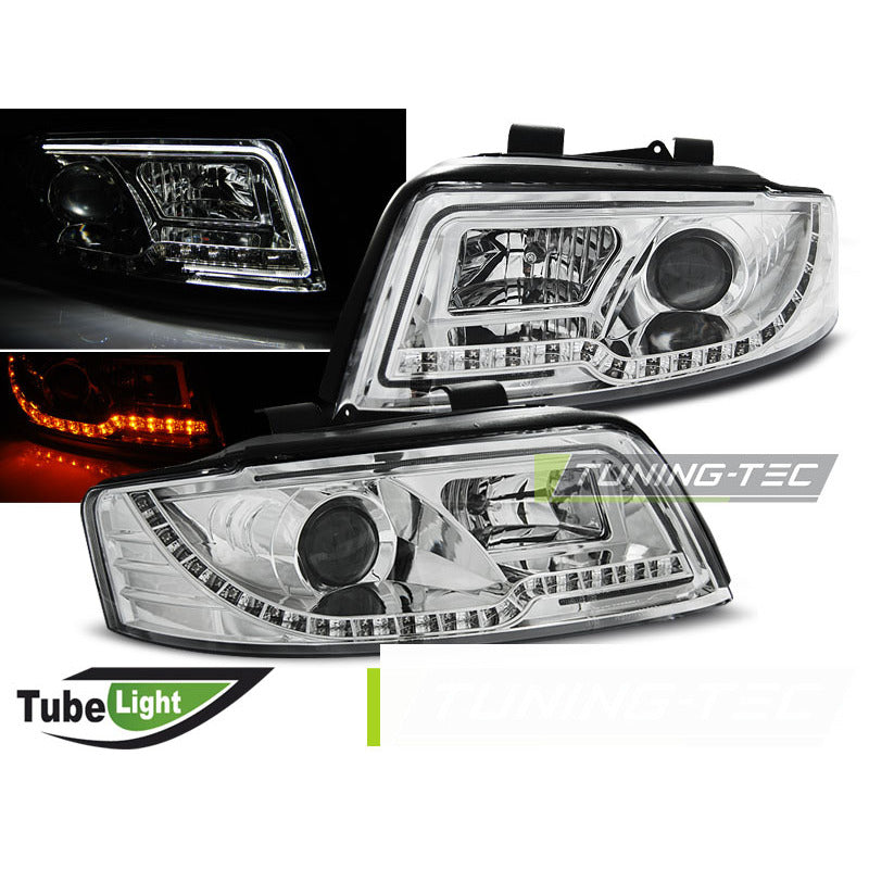 Fari Tube Cromato per Audi A4 (10.00-10.04) - Fanali Anteriori