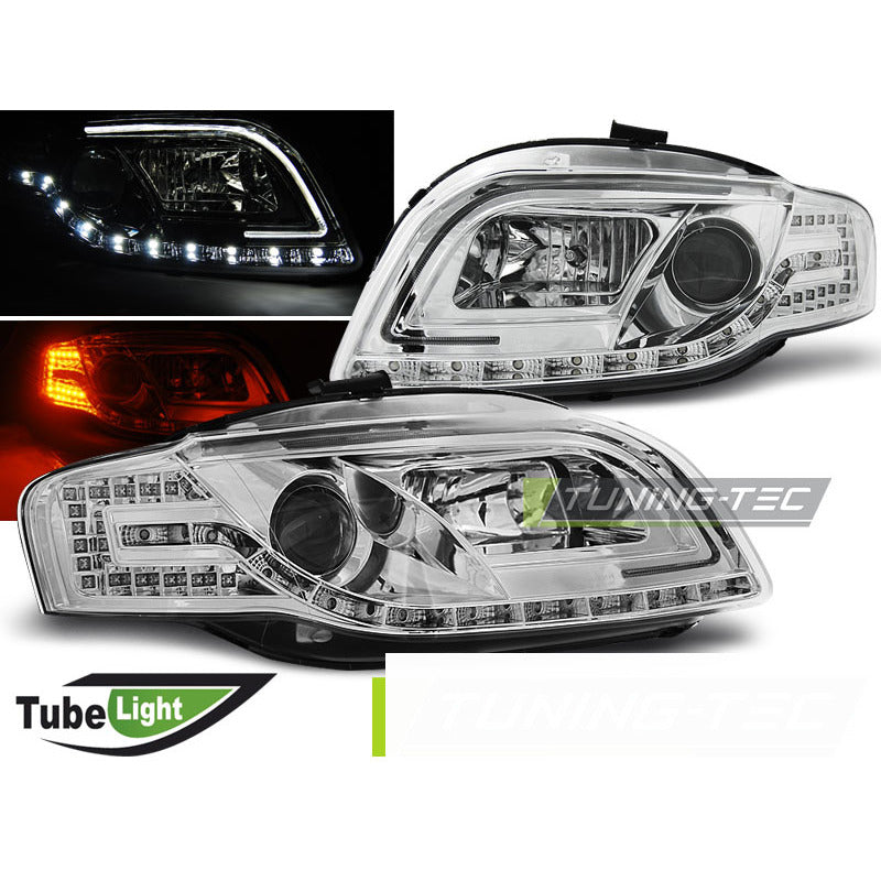 Fari Tube Cromato per Audi A4 B7 (11.04-03.08) - Fanali Anteriori