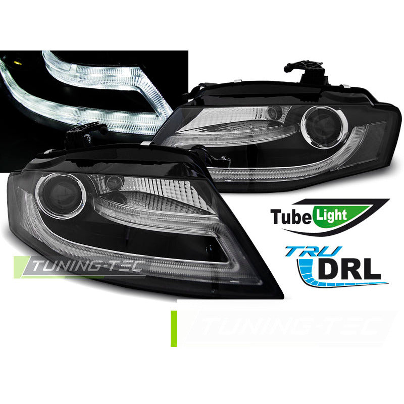 Fari True DRL Nero per Audi A4 B8 (04.08-11) Luci Diurne Anteriori