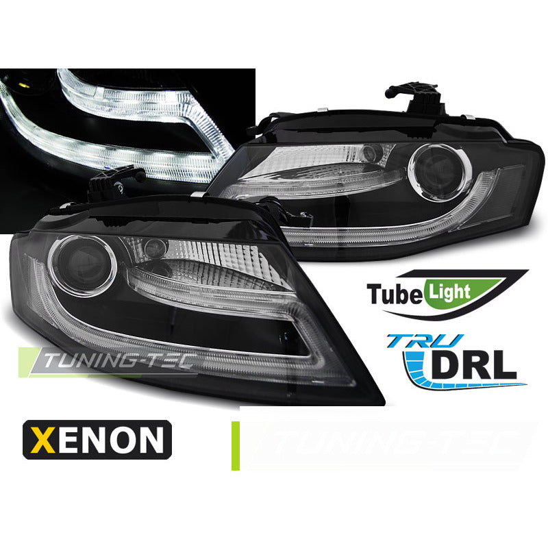 Xenon Fari True DRL Nero per Audi A4 B8 (04.08-11) Luci Diurne