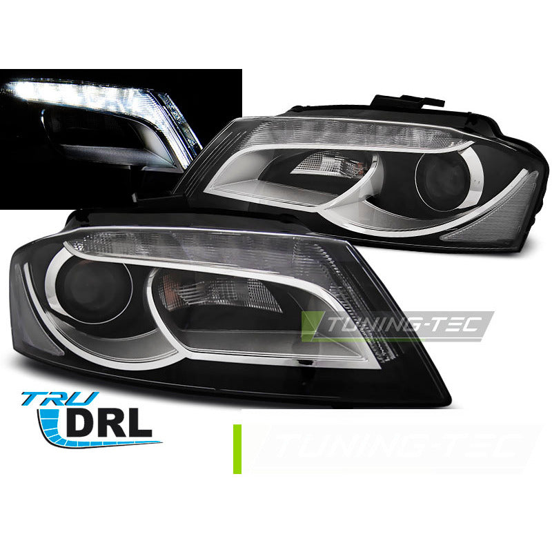 Fari Anteriori Luci Diurne LED Neri per Audi A3 8P (2008-2012)