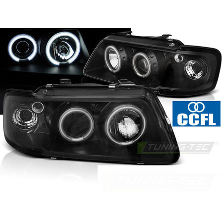 Fari Angel Eyes CCFL Nero per Audi A3 8L (08.96-08.00) Fanali Anteriori