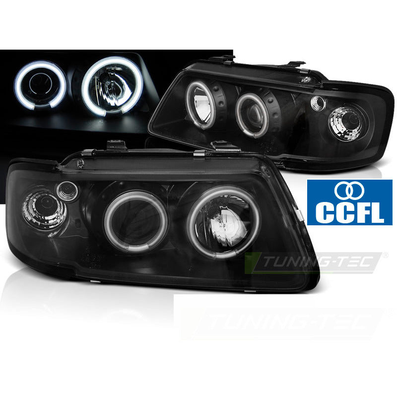 Fari Angel Eyes CCFL Nero per Audi A3 8L (08.96-08.00) Fanali Anteriori