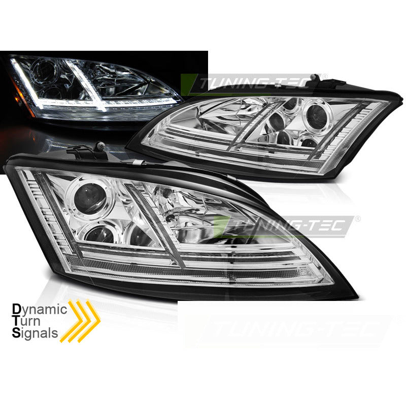 Fari LED Cromato Sequenziali per Audi TT (2006-2010) 8J - Fanali Anteriori