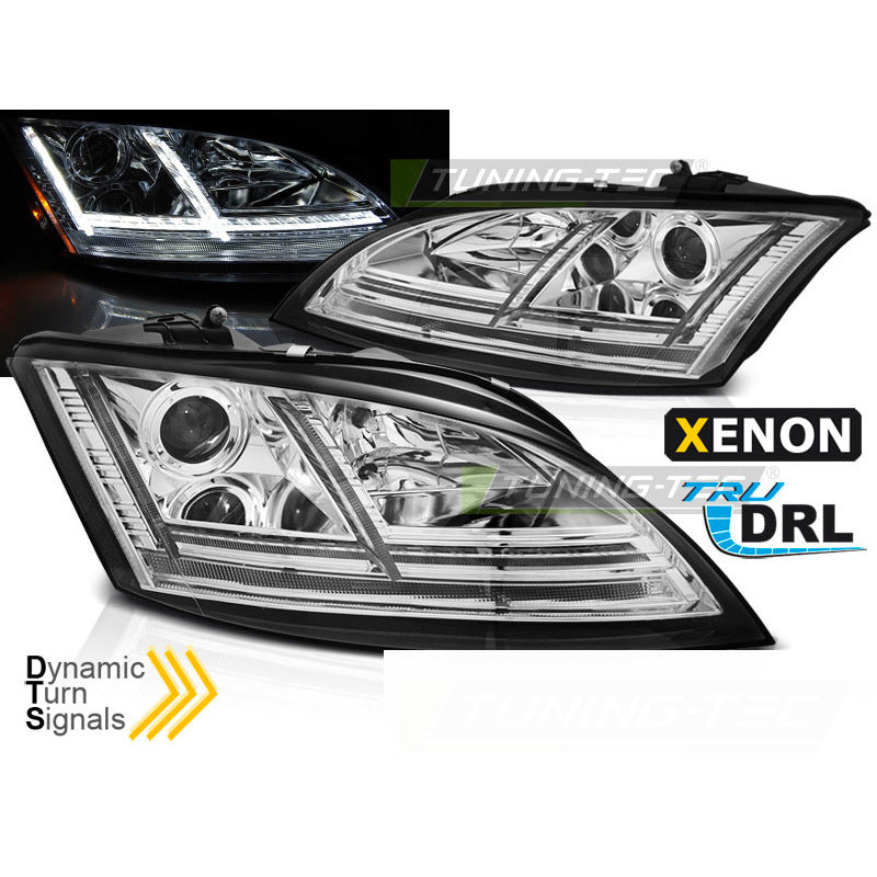 Xenon Fari LED DRL Cromato Sequenziali per Audi TT (2006-2010) 8J