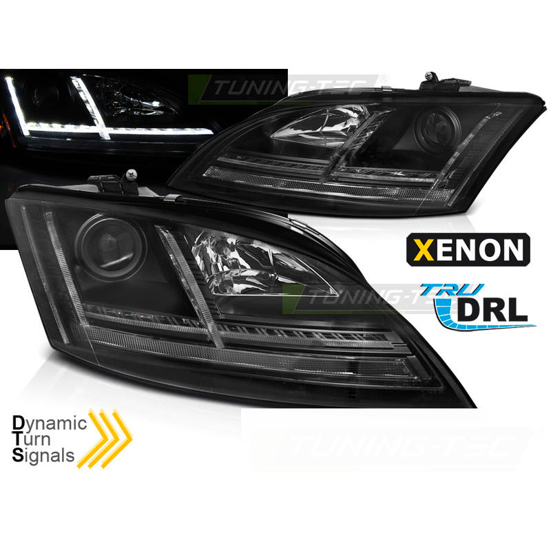 Xenon Fari LED DRL Nero Sequenziali per Audi TT (2006-2010) 8J Luci Diurne