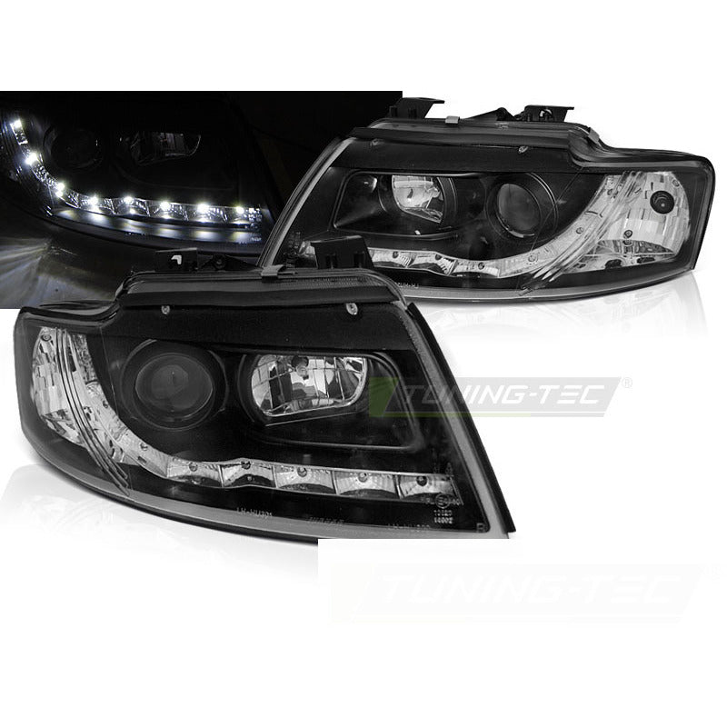 Fari Anteriori Giornalieri Neri per Audi A4 B6 Cabrio (02-06)