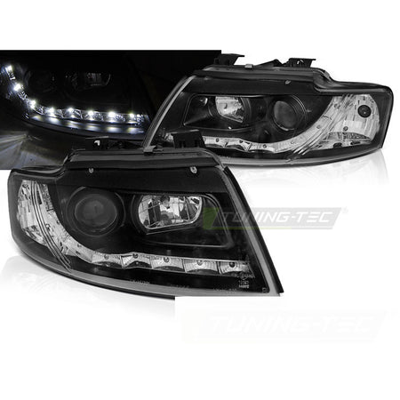 Fari Anteriori Giornalieri Neri per Audi A4 B6 Cabrio (02-06)
