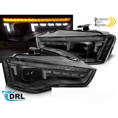 Fari Anteriori LED Neri Sequenziali per Audi A5 (2011-2016)