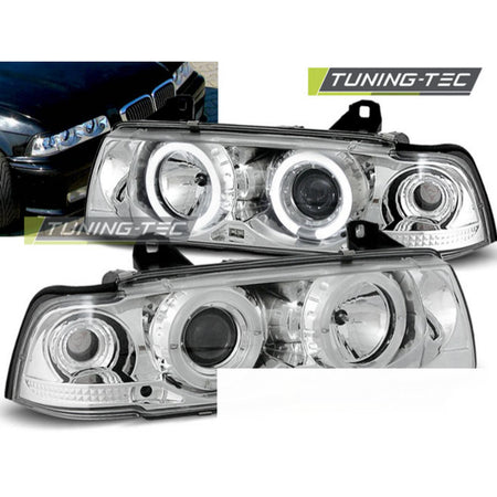 Fari Anteriori Angel Eyes Cromati per BMW E36 (12.90-08.99) C/C