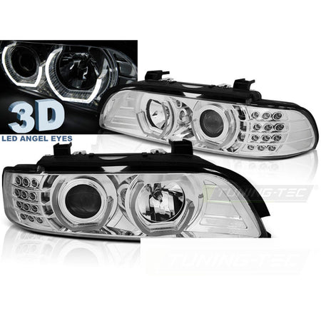 Fari Anteriori Angel Eyes 3D Cromati per BMW E39 (09.95-06.03)
