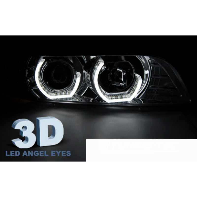 Fari Anteriori Angel Eyes 3D Cromati per BMW E39 (09.95-06.03)