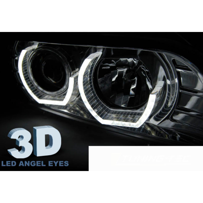 Fari Anteriori Angel Eyes 3D Cromati per BMW E39 (09.95-06.03)