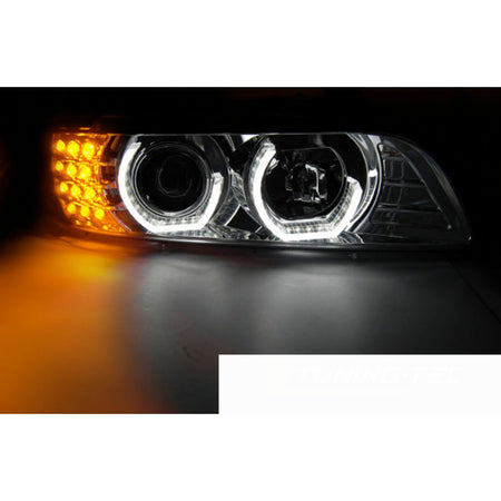 Fari Anteriori Angel Eyes 3D Cromati per BMW E39 (09.95-06.03)