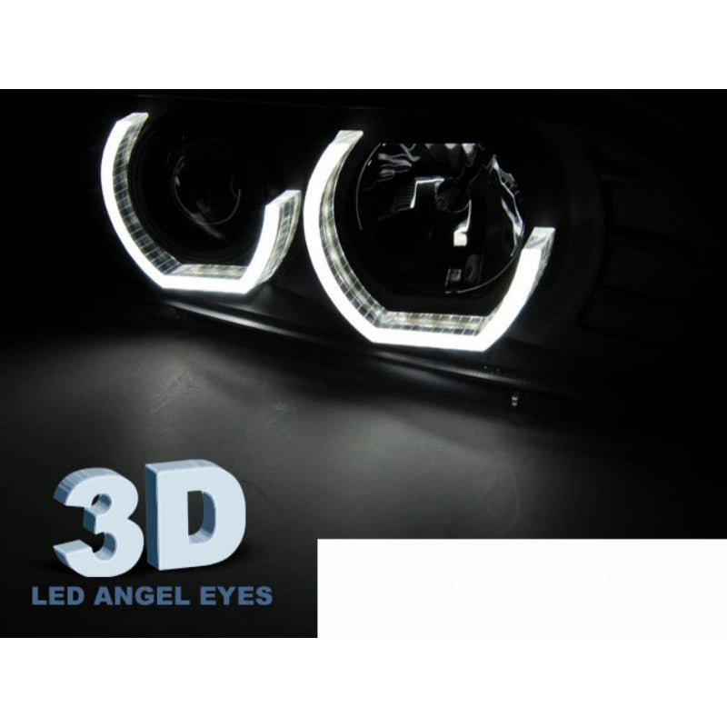 Fari Angel Eyes 3D Nero per BMW E39 (09.95-06.03) Fanali Anteriori