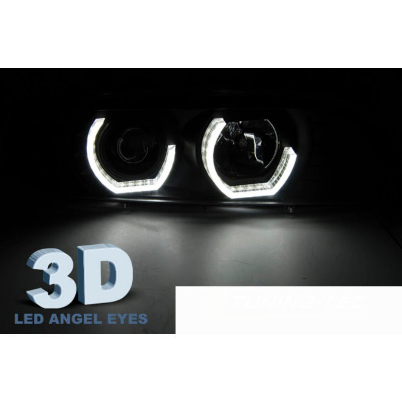 Fari Angel Eyes 3D Nero per BMW E39 (09.95-06.03) Fanali Anteriori