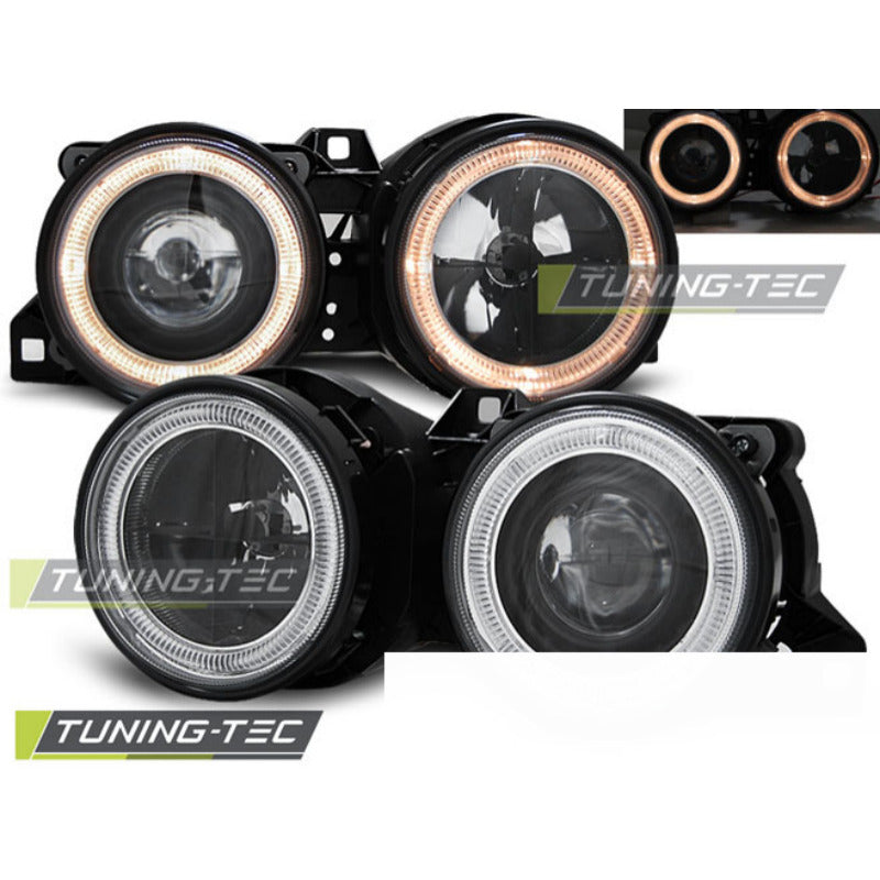 Fari Angel Eyes Nero per BMW E30 (11.82-06.94) Fanali Anteriori
