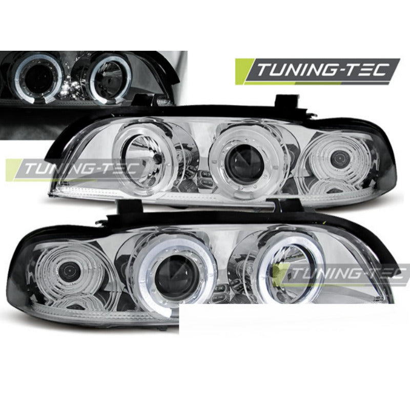 Fari Angel Eyes Cromato per BMW E39 (09.95-05.03) Fanali Anteriori