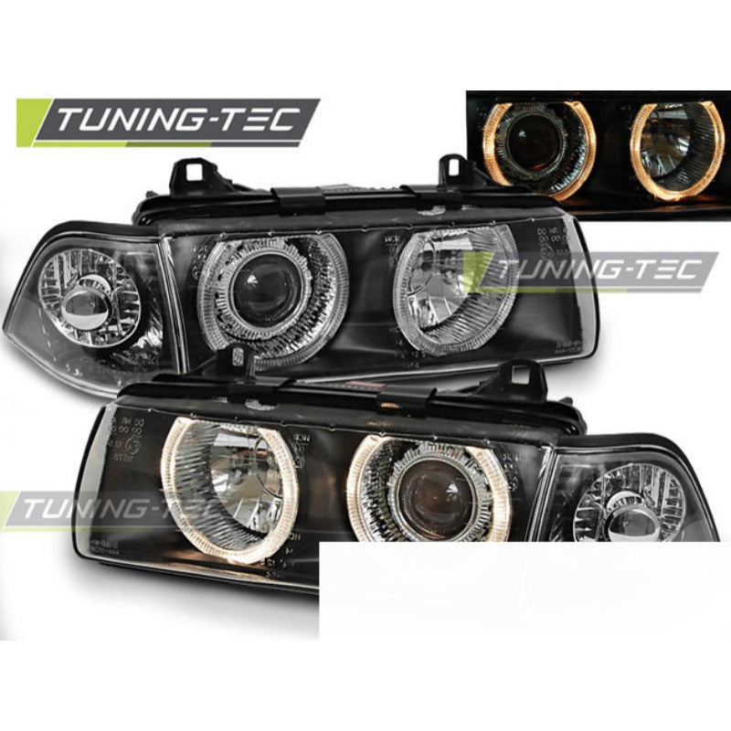 Fari Angel Eyes Nero per BMW E36 (1990-1999) Coupé Cabrio
