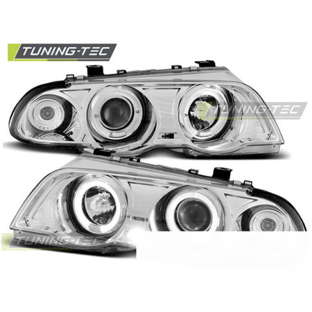 Fari Anteriori Angel Eyes Cromati per BMW E46 (05.98-08.01) S/T