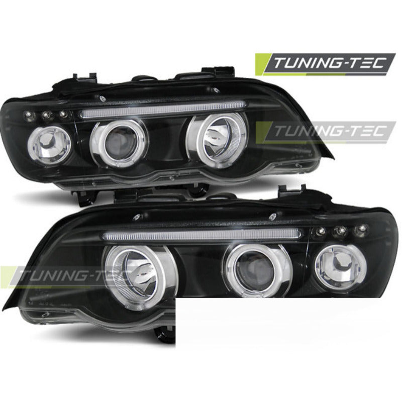 Fari Angel Eyes Nero per BMW X5 E53 (09.99-10.03) Fanali Anteriori