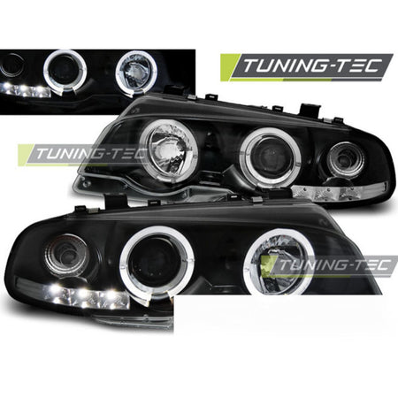 Fari Anteriori Angel Eyes Neri per BMW E46 (1999-2003) Coupé