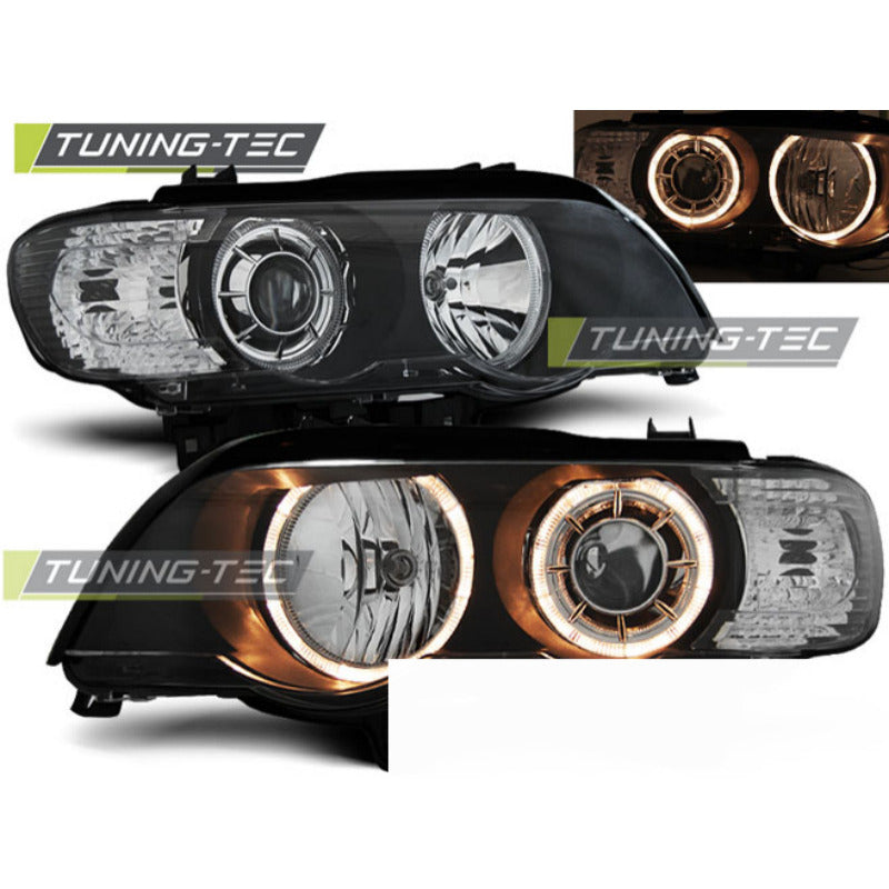 Fari Angel Eyes Nero per BMW X5 E53 (09.99-10.03) Fanali Anteriori