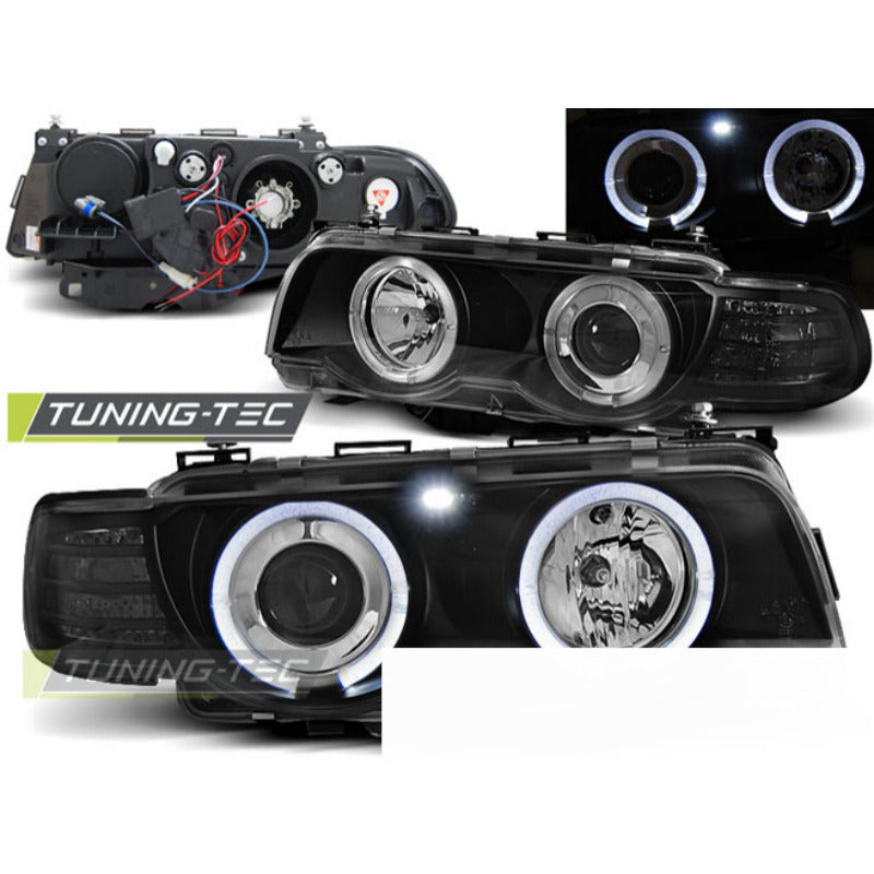 Xenon Fari Angel Eyes Nero per BMW E38 (09.98-07.01) Fari allo Xeno
