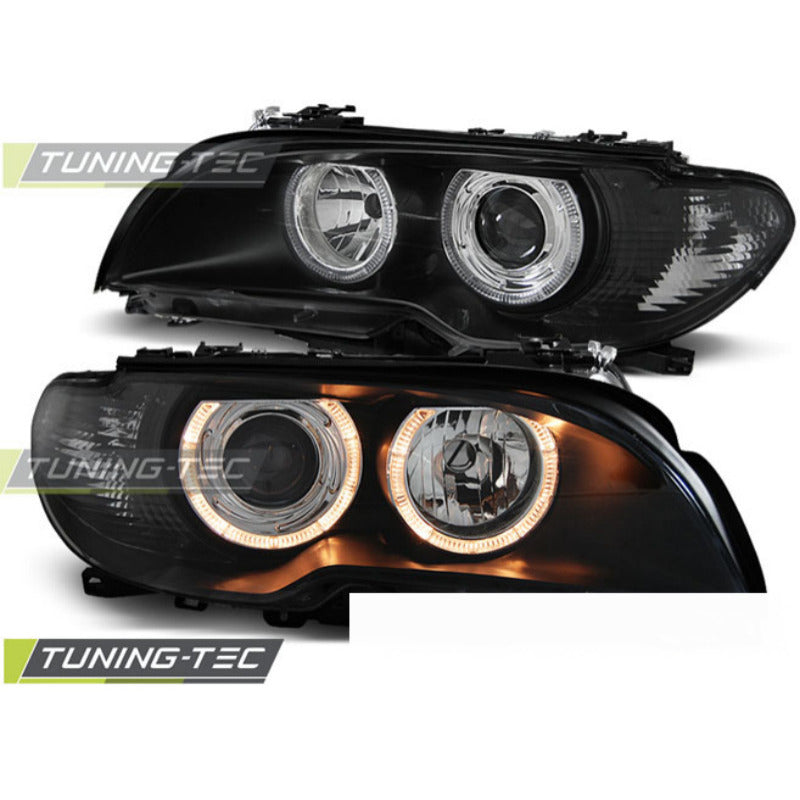 Fari Angel Eyes Nero per BMW E46 Coupé Cabrio (04.03-06)
