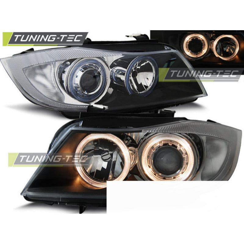 Fari Angel Eyes Nero per BMW E90/E91 (2005-2008) - Fanali Anteriori