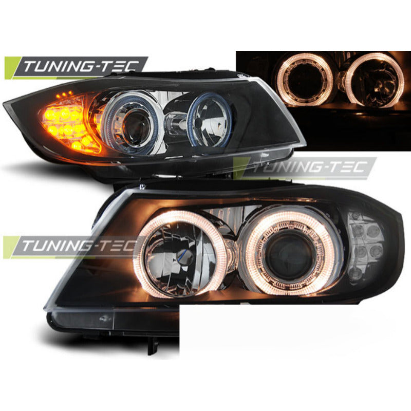 Fari Angel Eyes Neri LED Indicatore per BMW E90/E91 (03.05-08.08)