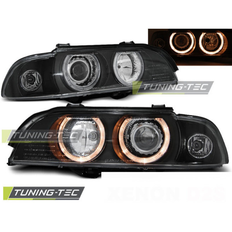 Xenon Fari Angel Eyes Nero per BMW E39 (09.95-06.03) Kit Fari allo Xeno