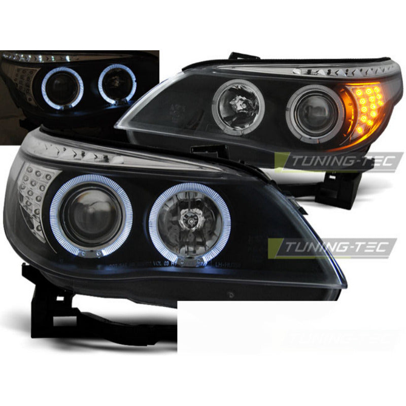 Fari Angel Eyes Neri LED Indicatori per BMW E60/E61 (2003-2007)