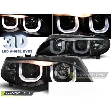Fari Angel Eyes 3D Nero per BMW E46 (09.01-03.05) S/T Nero