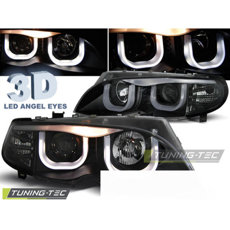 Fari Angel Eyes 3D Nero per BMW E46 (09.01-03.05) S/T Nero