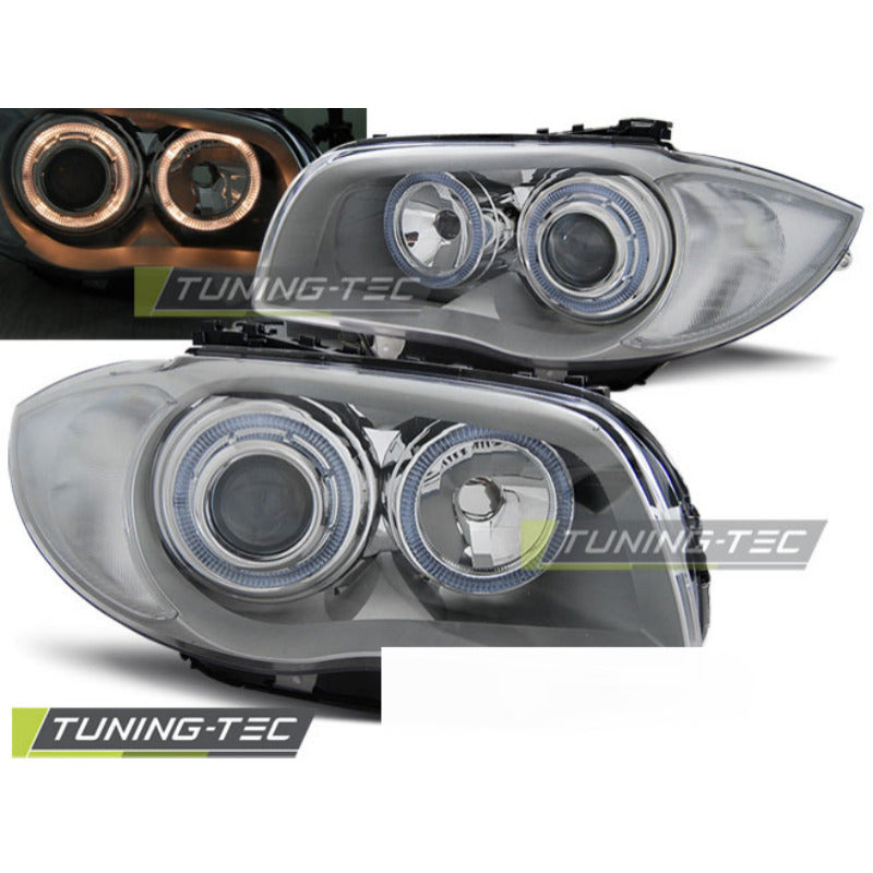 Fari Angel Eyes Cromato per BMW 1 E87 (2004-2011) - Fanali Anteriori
