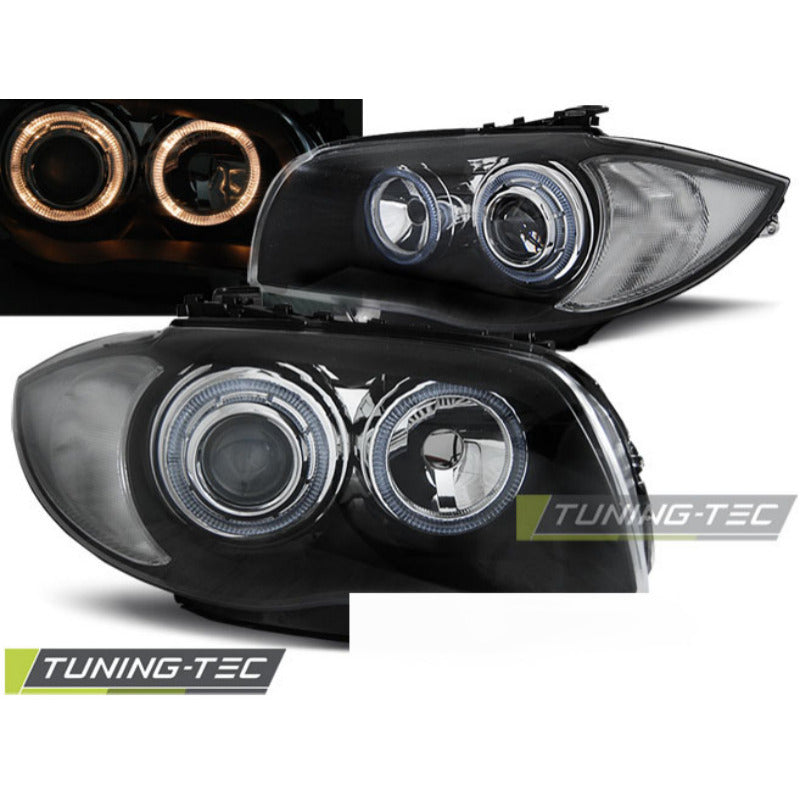 Fari Angel Eyes Nero per BMW 1 E87 (2004-2011) - Fanali Anteriori