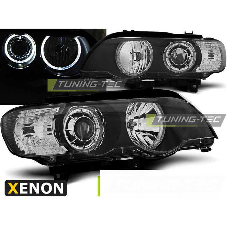 Xenon Fari Angel Eyes LED Nero per BMW X5 E53 (09.99-10.03)