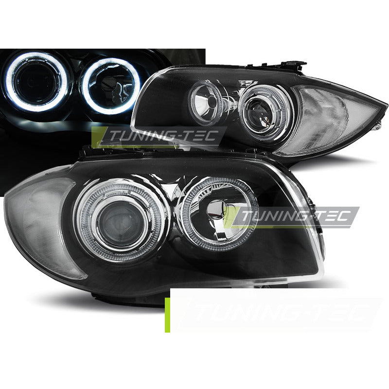 Fari Angel Eyes Nero per BMW 1 E87 (04-11) - Fanali Anteriori LED