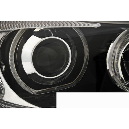 Fari Angel Eyes LED Nero per BMW E90/E91 (03-11) Fanali Anteriori Neri
