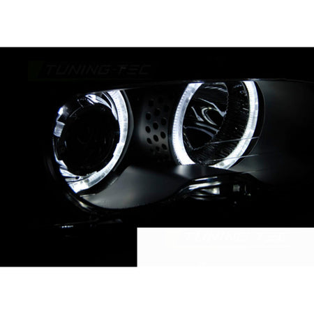 Fari Anteriori Angel Eyes LED Neri per BMW E46 Coupé Cabrio (99-03)